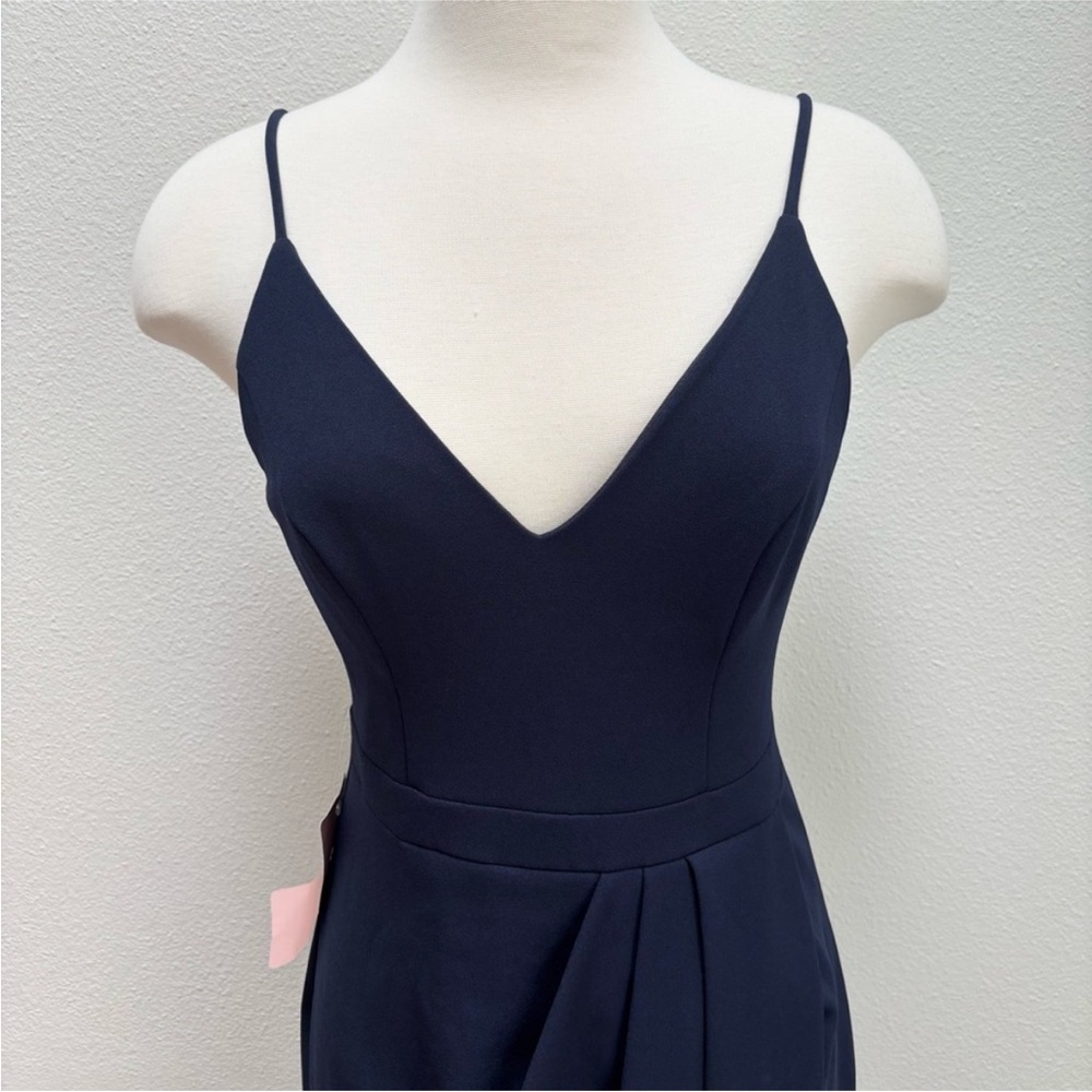 Bhldn Formal Bridesmaid Dress Evening Gown Wedding V Neck Maxi Navy Blue Size 6 - Picture 6 of 14